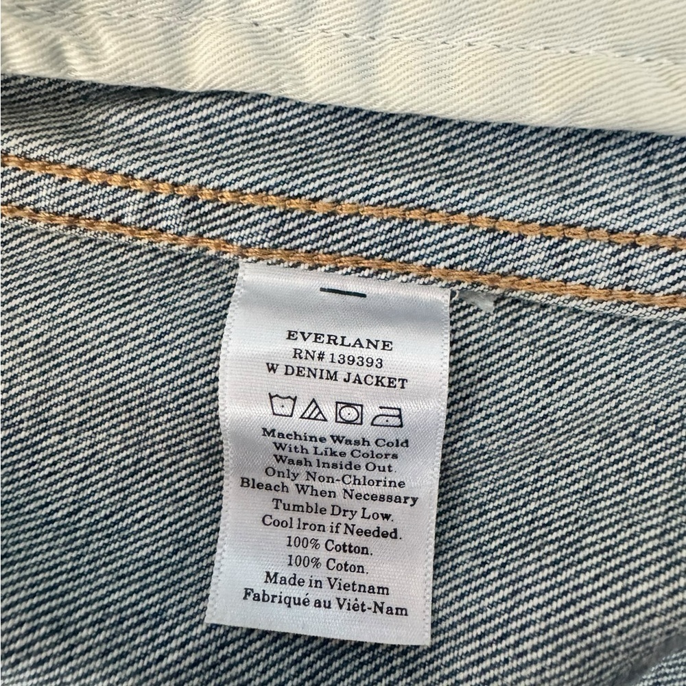 Everlane XXS Blue Denim Jacket Classic Trucker Western Jean Coat T16 - Picture 6 of 8